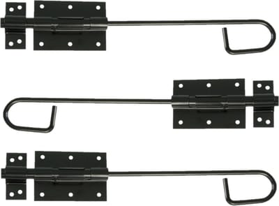 AMIG Verticaal schuifslot/plaatgrendel - 3x - staal - 30 x 6cm - zwart - schutting - poort