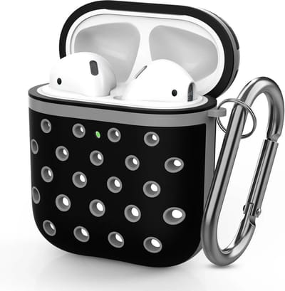Shieldcase Case - beschermhoes geschikt voor Airpods 2 silicone case - case geschikt voor Airpods 2 hoesje - optimale bescherming - zwart/grijs