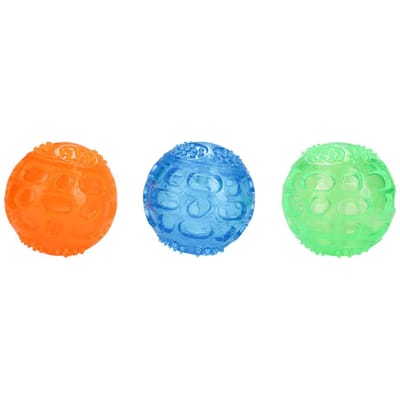 Ensemble de 3 pièces Jouet Balle couinante à mâcher pour chien Jouets Boules à nettoyer les dents pour chiot blue