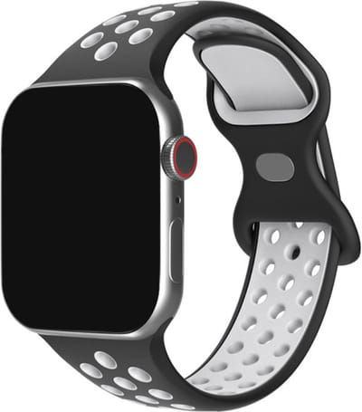 Innerlight® Sport+ - Zwart/Wit - 38/40/41mm - OneSize - Siliconen bandje geschikt voor Apple Watch - Geschikt als Apple Watch bandje voor Series 1/2/3/4/5/6/7/8/9/10 42mm/11 42mm/SE
