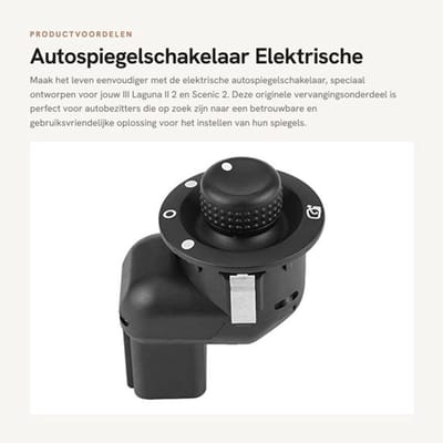 Autospiegelschakelaar - Elektrische Instelknop - Directe Vervanging - Kunststof - Krasbestendig - Voor Laguna II 2 - Scenic 2