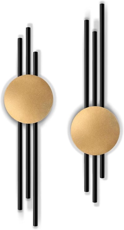Set van 2 Geometrische Metalen Wanddecoraties Zwart Abstracte Kunst voor Woonkamer
