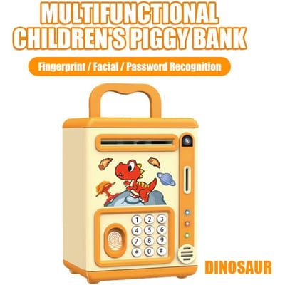 Kerstcadeau voor Kinderen Elektronische Spaarpot met Automatisch Papierrollen Gezichts- en Vingerafdrukherkenning beige