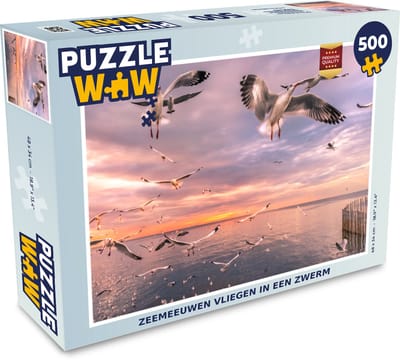 Puzzel Zeemeeuwen vliegen in een zwerm - Legpuzzel - Puzzel 500 stukjes