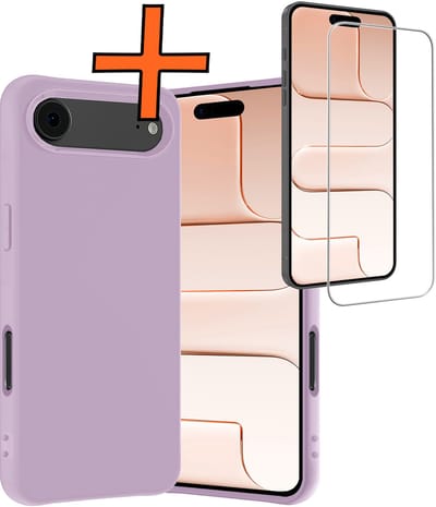 Hoes - Met Screenprotector - Geschikt voor Apple iPhone Air - Sterk & Shockproof - Back Cover - Siliconen Case - Telefoon Hoes - Lila