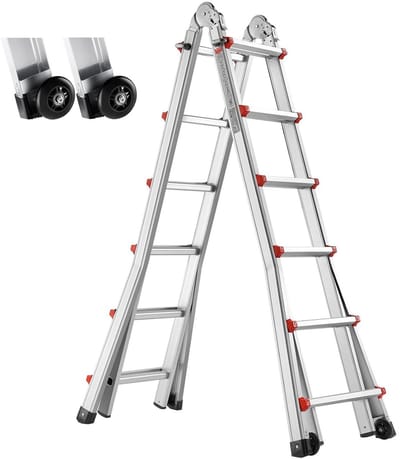Telescopische Ladder - Uittrekbare Ladder A-Frame - Klusjes Binnen Buiten - Veilig A-Frame Ontwerp - 625 cm - Zilver