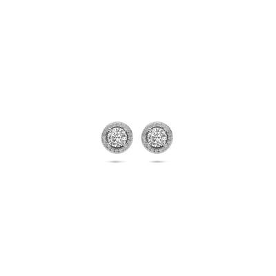 Zilver Gerhodineerd Oorknoppen Zirkonia Halo 9 Mm 1339467