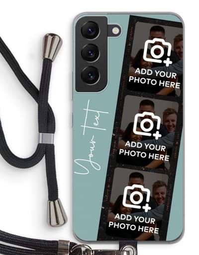 Gepersonaliseerd - Case Company® - Hoesje met koord geschikt voor Samsung Galaxy S22 hoesje met Koord - Filmrol N°1 - Telefoonhoesje met Zwart Koord - Bescherming aan alle Kanten en Over de Schermrand