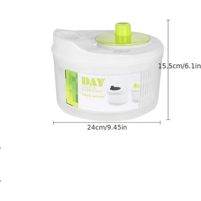 1 stuks Slaspinner met kom van voedselveilig materiaal, Grote handmatige slakom en groentewasser, Roterende droger Huishoudelijke fruitdehydrator groen