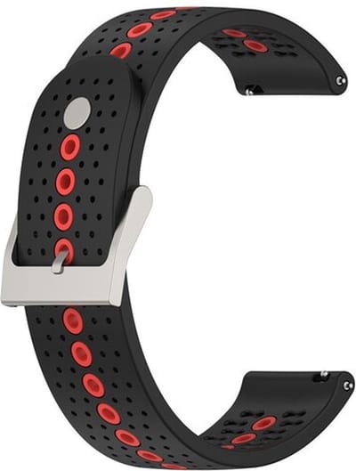 By Qubix - Geschikt voor Garmin bandje - Dot Pattern bandje - Zwart met rood - Geschikt voor Garmin Vivoactive 6 / 5 / 3 - Smartwatch bandje 20mm