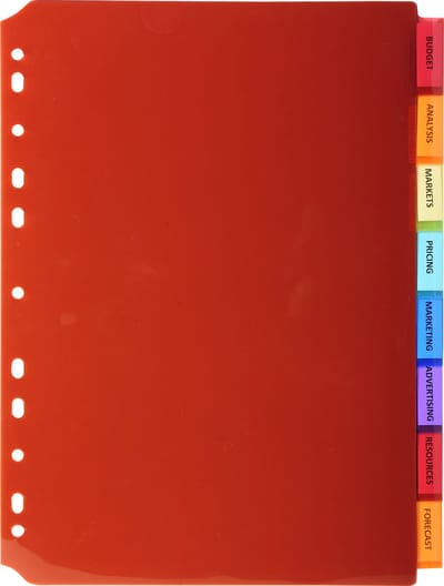 Exacompta 10x Tabbladen in Doorzichtige PP met neutrale tabs in etikethouder - 8 tabs - A4 - Geassorteerd - 3908E
