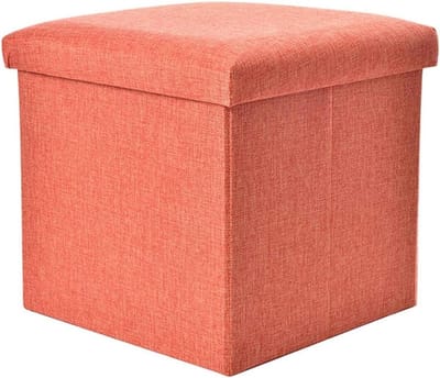 Opvouwbare Voetenbank - Zitje Opslag - Woonkamer Comfort - Grote Opbergruimte - 30x30x30cm - Oranje