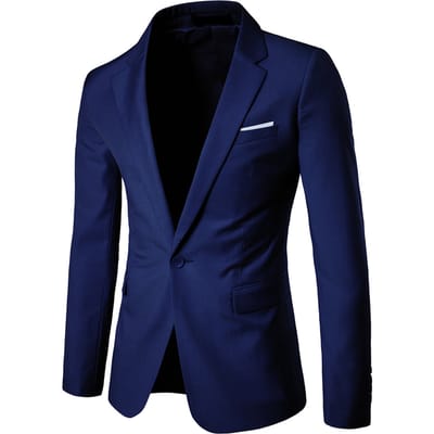 Marineblauwe casual blazer, slim-fit zakelijke blazer