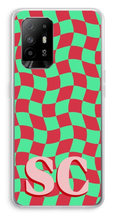 Gepersonaliseerd - Case Company® - Hoesje geschikt voor Oppo A94 5G hoesje - Grid Monogram - Soft Cover Telefoonhoesje - Bescherming aan alle Kanten en Schermrand