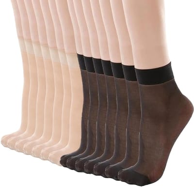 14 Paar Dames Transparante Sokken van Nylon - Mode Sokken, Enkelsokken en Panty Kousen