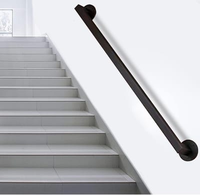 Metalen Trapleuning - Muursteun Huis - Veilige Trappen - Smeedijzeren Stevigheid - 210 cm Lengte - Zwart