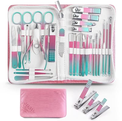 Manicure Set 30 In 1 Pedicure Kit Nail Clippers Set Manicure Kit Professional Stainless Steel Nail Kit For Women Men-Rainbow