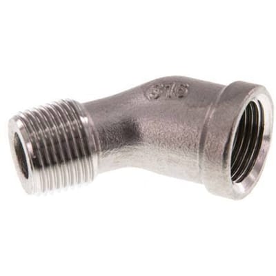 Rp 3/8'' x R 3/8'' F/M RVS L-Fitting 45graden 16 Bar