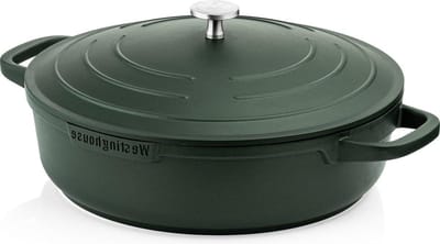 Stoofpan met Deksel - Serve pan Inductie - Koken en Serveren - Gegoten Aluminium - 32 cm - Groen