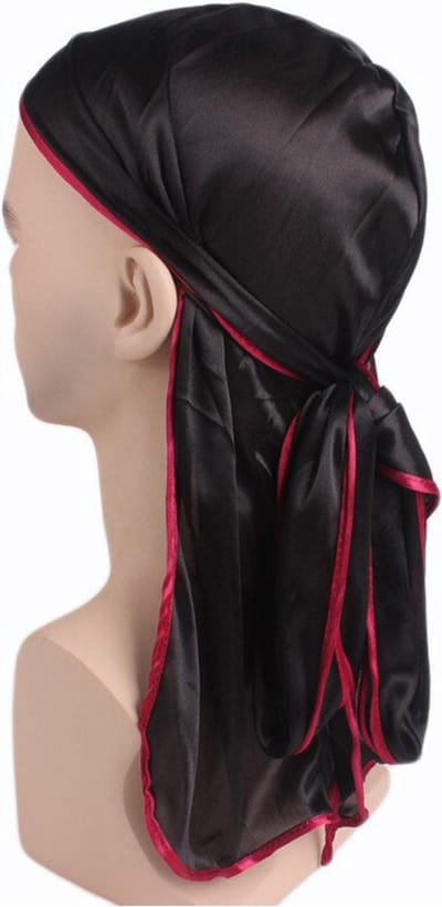 Durag / Du-rag / Do-rag AfricanFabs® / Bandana - Unisex - Zwart met rood randje