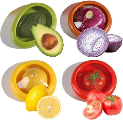 Dailygoods- Fruitbox 4 Stuks - Herbruikbare Silicone Opbergdoos - Voedselopslag Container - Ideaal voor Groenten en Fruit - Milieuvriendelijk en Makkelijk Schoon te Maken