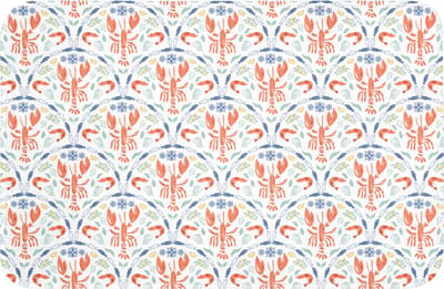 WC mat 60x40 cm - Antislip - Kreeft - Patroon - Blauw - Toiletmat - Vloermat - Douchemat - Toilet tapijt - Toiletmatten