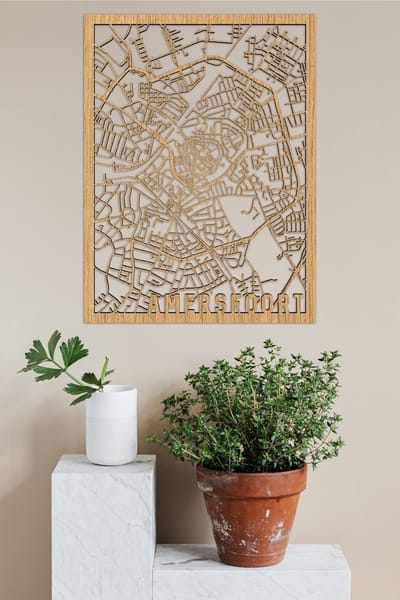 Houten Stadskaart Amersfoort Eikenhout 30x40cm Wanddecoratie Voor Aan De Muur City Shapes