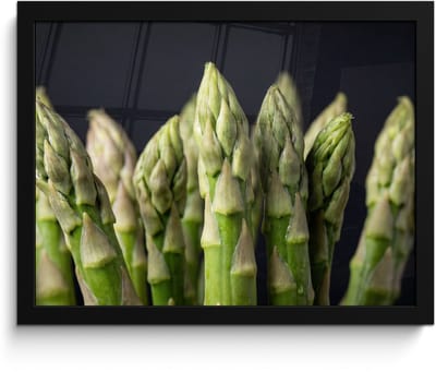 Poster in lijst - Fotolijst 40x30 cm - Posters - Asperges - Groen - Zwart - Posterlijst zwart - Decoratie - Wanddecoratie woonkamer - Muurdecoratie slaapkamer