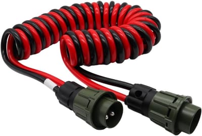 Laadstroomspiraalkabel - Nato kabel - Voertuig opladen - Omkeerbare kabel - 4 meter - Zwart