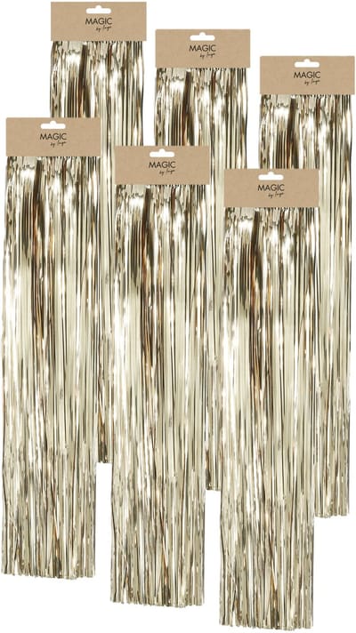 Inge christmas decor Engelenhaar - 6x - goud - 50 cm - lametta haar - folie - tinsel - kerstversiering - kerstboomversiering