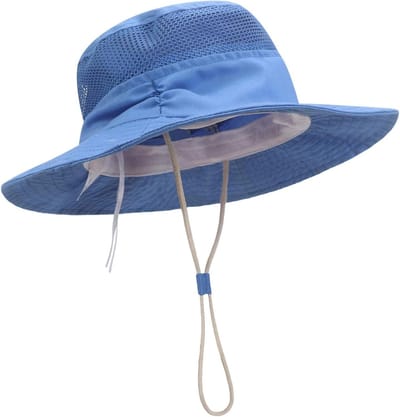 Kinder Zonnehoed - Baby Panama Hoed - Zomerse Bescherming - Extra Brede Rand - Verstelbaar - Blauw