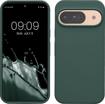 kwmobile hoesje geschikt voor Google Pixel 9 / Pixel 9 Pro case - Siliconen telefoonhoesje - Telefoon beschermhoes - Smartphone cover in mosgroen