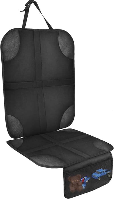 Famanu – Autostoelbeschermer voor, waterdicht en antislip, geschikt voor isofix, met 2 opbergvakken, en stof