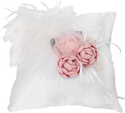 Trouwring Kussen - Huwelijks Accessoire - Ceremonie Presentatie - Decoratief met Kunstbloemen - 19x19cm