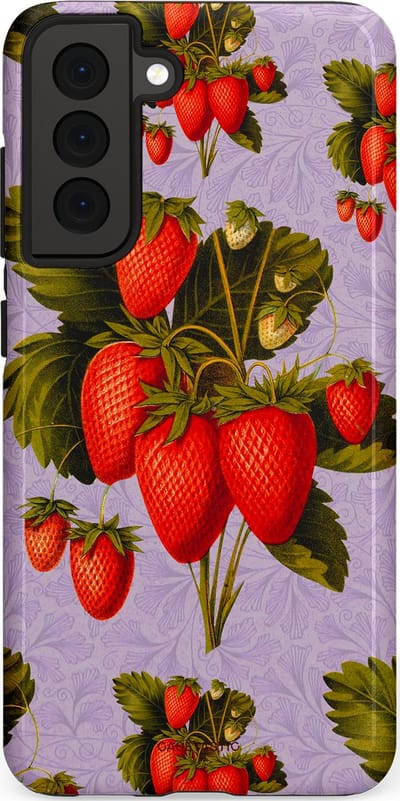 Casetastic Hoesje Geschikt voor Samsung S21 FE - Stijlvolle Beschermende Duo-layer Case - Wilde aarbei