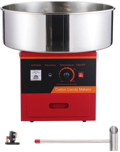Novari - Suikerspinmachine - Elektrische suikerspinmachine - Suikerspin suiker - Roestvrijstalen kom 52cm - Krachtige motor 1000W