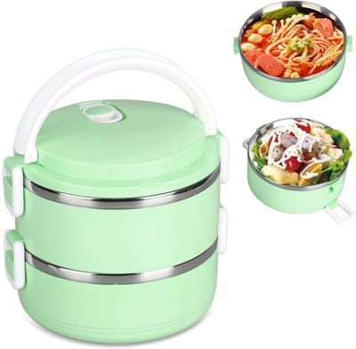 SnelShoppen - Hot Food Thermos Lunch Box Stapelbare Warmhoudcontainer Roestvrijstaal 304 Geïsoleerde Voedselcontainers met Verstevigde Handgreep