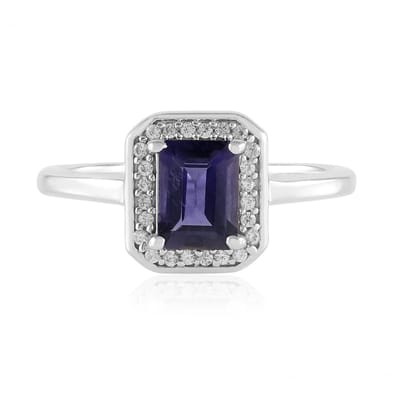 Cavill - Zilveren Ring - 925 Sterling Zilver Gerhodineerd - 0,779 ct Ioliet Achthoekig - 0,194 ct Zirkonia Rond - Verstelbare Elegante Damesring Paars