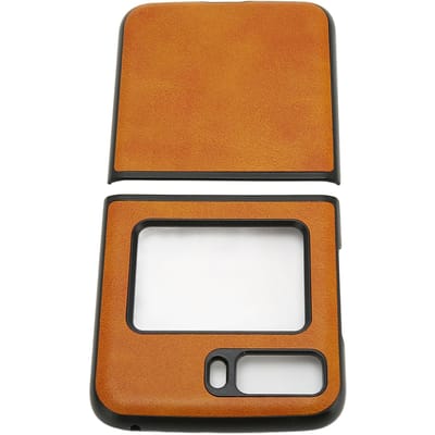 Étui en Cuir Pliant pour Téléphone Résistant aux Rayures Étui de Protection à Clapet pour Moto Razr 2022 marron