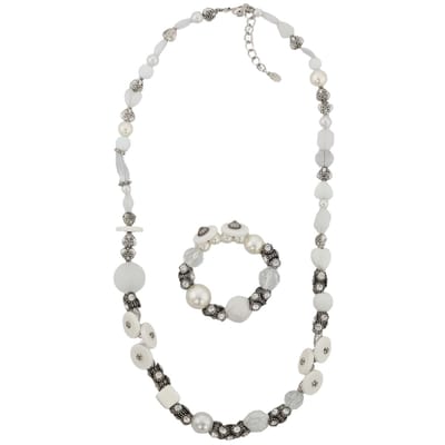 Behave - Ketting en armband set kralen wit - Elegant voor feest en diner