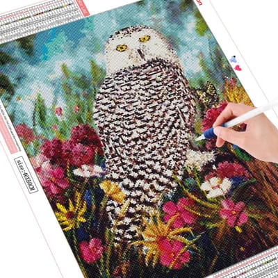 Diamant borduurwerk dier diamant schilderij uil diamant mozaïek bloem volledige ronde strass 20X30 gray