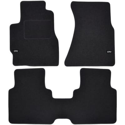 Tapis de sol - Logo - Honda CRV - Velours noir - 4 pièces - Antidérapant et imperméable