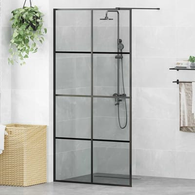 vidaXL - Inloopdouchewand - Zwart - 100 - x - 195 - cm - gehard - glas