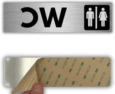 Badkamerbord - Toiletbord Uniseks - Ruimtes Markeren - Zonder Boren Bevestigen - 5 x 18 cm - Aluminium