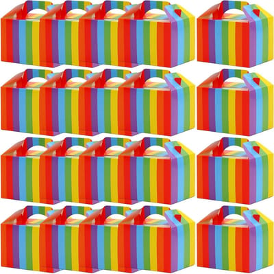 Kraft Papieren Cadeauboxen in Regenboogkleuren - 20 Stuks voor Taart, Verjaardag en Feestjes