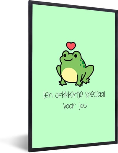 Fotolijst incl. Poster - Beterschap - Quotes - Kikker - Opkikker - 40x60 cm - Posterlijst