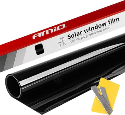 AMiO Autoraam Folie Tint Vinyl Zwart 50x300cm (1%) - Zwarte Ramenfolie voor Zonwering en Privacy met Tool