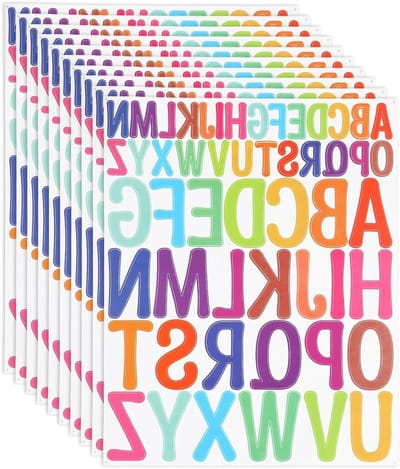 520 pcs/10 Vellen Kleurrijke Zelfklevende Letterstickers, Grote Vinyl Stickers voor DIY Scrapbooking en Creatieve Projecten, Weerbestendig en Herbruikbaar