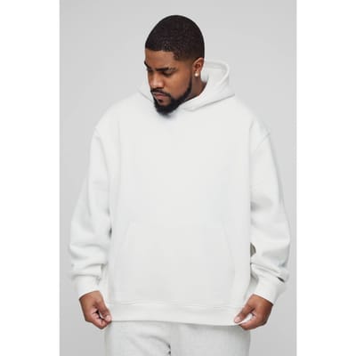 Plus 330GSM Basic Oversized Over het Hoofd Hoodie | White | Size 4XL