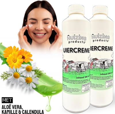 Huizing Products Uiercrème Navulfles – 2×500 ml – Aloë Vera, Calendula & Kamille